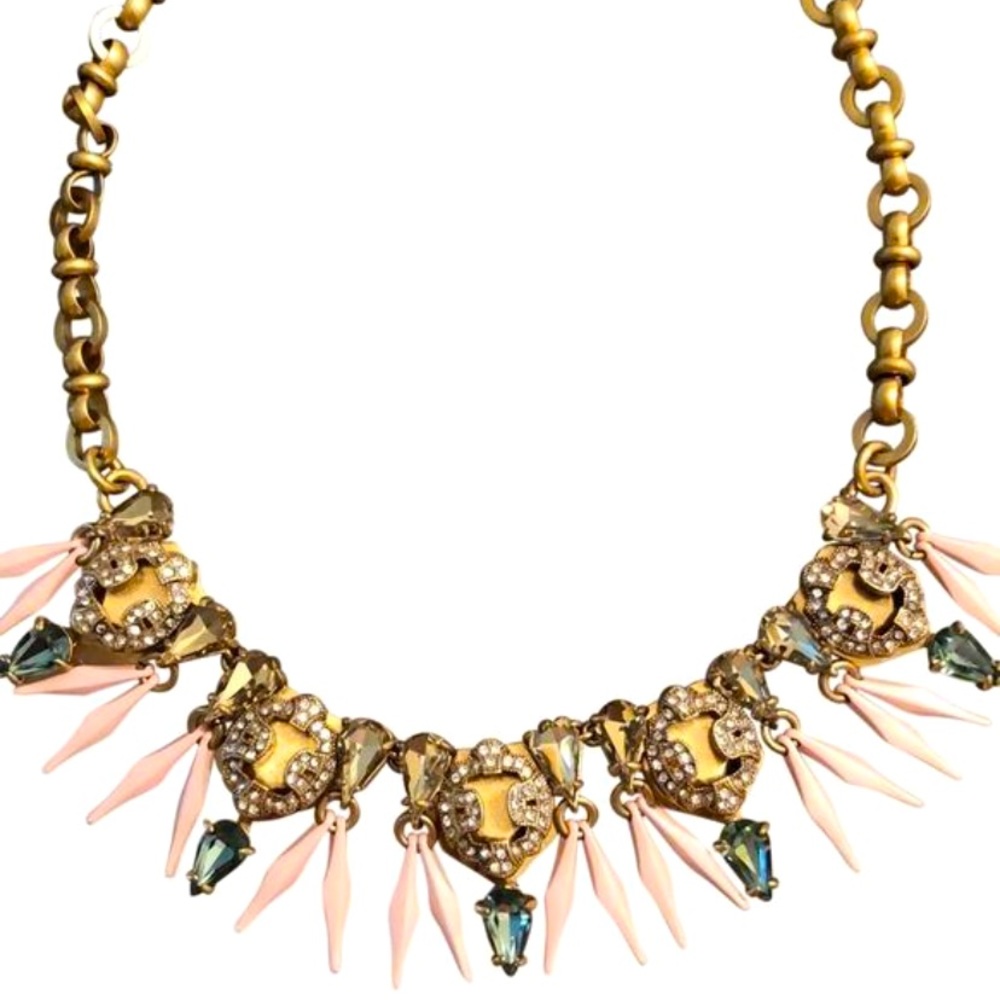 J Crew Pink Crystal Vintage Styled Necklace